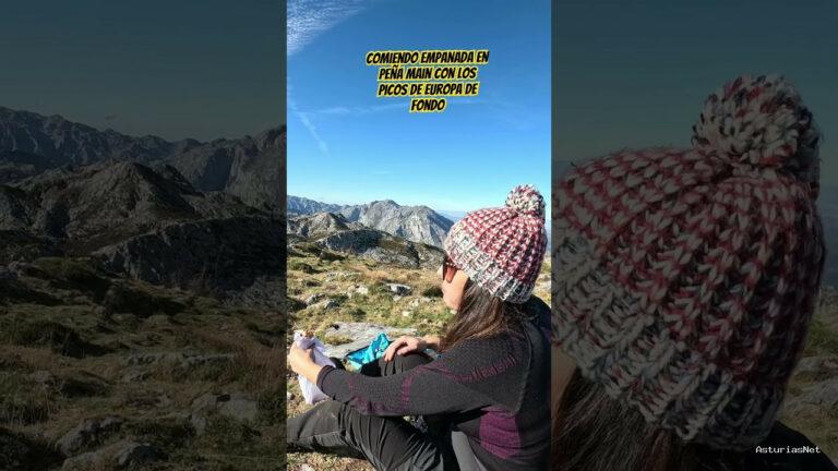 Viajar desde Asturias | 20 de noviembre de 2023 | Comiendo empanada en Peña Main con los Picos de Europa de fondo