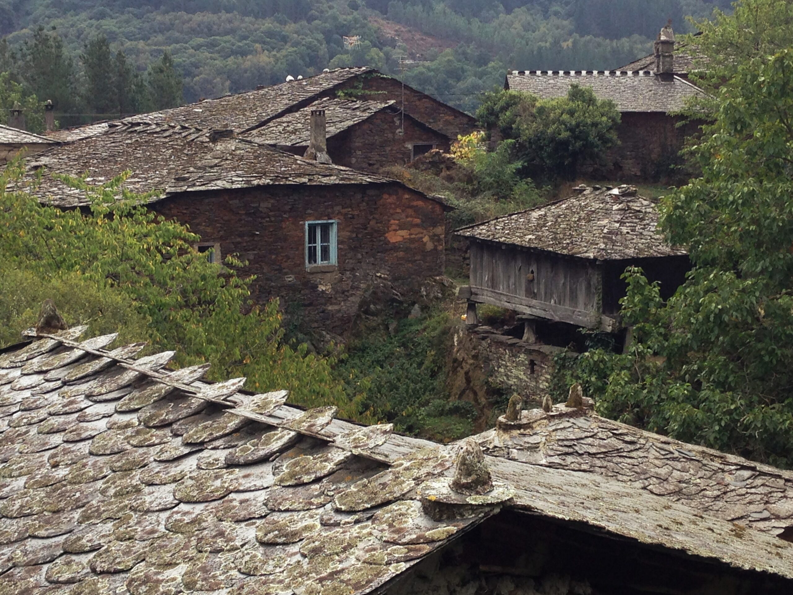 El pueblo de Argul, en el concejo de Pesoz, con sus casas de piedra y pizarra.